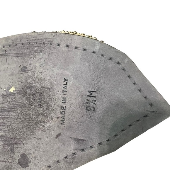 Donald J Pliner Mule Heels Peace Sign Studded Beige Size 9.5 - Picture 12 of 13